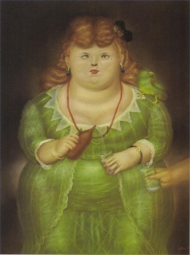 Fernando Botero Painting - Mujer con un loro Fernando Botero